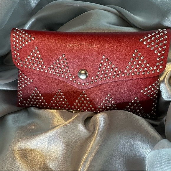 Burgundy Rhinestone Studded Belt Bag Fanny Pack - Picture 5 of 10